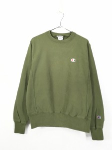 古着 Champion Reverse Weave ワンポイント リバース スウェット トレーナー オリーブ M 古着