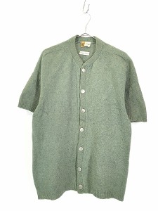 古着 60s Penney's Towncraft ソリッド 半袖 シェットランド ウール ニット カーディガン L