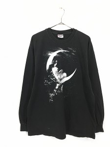 古着 90s Hanes 月 女性 アート 100%コットン 長袖 Tシャツ ロンT カットソー L