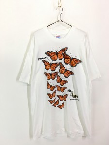 古着 90s 蝶 バタフライ SPRING & FALL 両面 グラフィック Tシャツ XL 古着