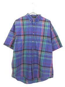 古着 90s Eddie Bauer 「Superior Madras」 半袖 マドラス チェック シャツ L