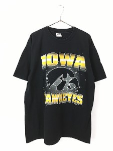 古着 90s USA製 Iowa Hawkeyes ホークアイズ カレッジ アメフト Tシャツ XL 古着