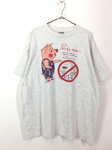 古着 90s USA製 ブタちゃん 細菌 注意 Tシャツ XL 古着