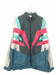 古着 90s adidas 裏地 天竺 カラフル クレイジー ナイロン ジャケット M 古着