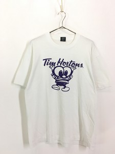 古着 80s Canada製 Tim Houtons ティム 企業 マスコット Tシャツ L 古着