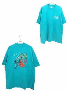 古着 90s USA製 自転車 バイク 火山 グラフィック Tシャツ XL 古着