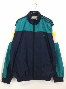 古着 90s adidas 裏地 天竺 リブ付 クレイジー ナイロン ジャケット L 古着