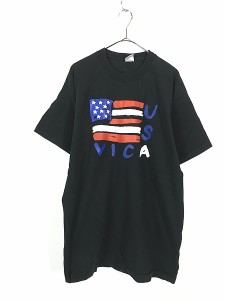 古着 90s USA製 星条旗 フラッグ USA × VICA Tシャツ XL 古着