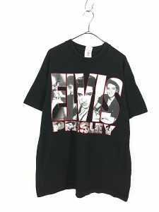古着 90s USA製 Elvis Presley モノクロ フォト ロック ロカビリー Tシャツ XL 古着