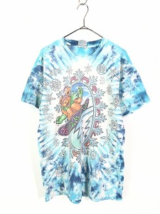 古着 90s USA製 Grateful Dead スキー スノボー デッドベア 両面 ロック バンド タイダイ Tシャツ L 古着