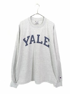 古着 Champion 「YALE」 BIGロゴ カレッジ 長袖 Tシャツ ロンT XL 古着