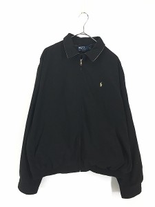 古着 00s Polo Ralph Lauren  異素材 フェイク スエード スウィング トップ ジャケット 黒 L 古着