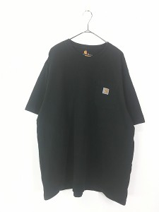 古着 Carhartt ワンポイント ポケット Tシャツ ポケT 黒 XL 古着