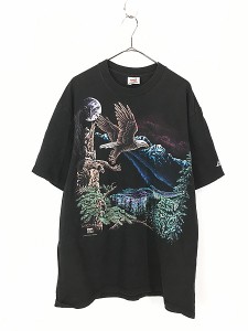 古着 90s USA製 隠れ イーグル だまし絵 Tシャツ XL 古着