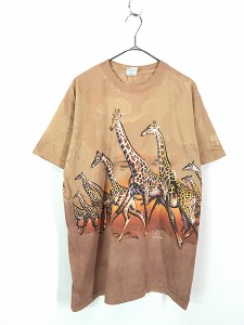 古着 00s キリン 大群 アニマル タイダイ Tシャツ M 古着