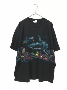 古着 90s USA製 サメ 熱帯魚 おさかな Tシャツ XL 古着