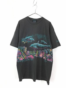 古着 90s USA製 イルカ 熱帯魚 おさかな Tシャツ XL 古着