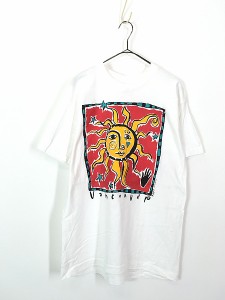 古着 90s Canada製 太陽 サン アート Tシャツ L 古着