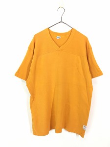 古着 70s USA製 Champion 無地 ソリッド ヘビーコットン ベースボール Tシャツ 黄 L 古着