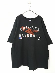 古着 90s Champion MLB Baltimore Orioles オリオールズ ベースボール 100％コットン Tシャツ 黒 XXL 古着