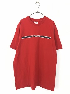 古着 90s NIKE フロント ロゴ ライン ラバー プリント Ｔシャツ L 古着