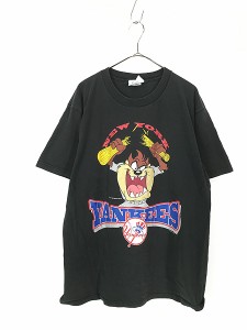 古着 90s USA製 MLB NY Yankees ヤンキース ×  LOONEY TUNES タズ BIG プリント Tシャツ XL 古着