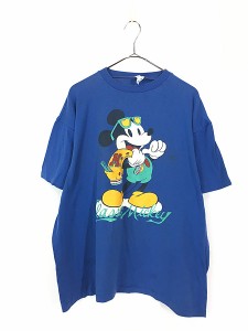 古着 90s USA製 Disney Classic Mickey ミッキー BIG プリント キャラクター Tシャツ XL 古着