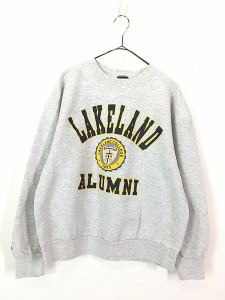 古着 90s USA製 LAKELAND ALUMNI 3段 カレッジ スウェット トレーナー L 古着