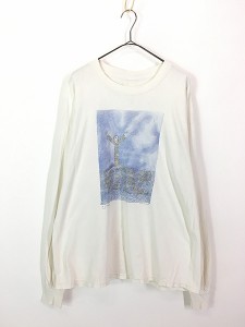 古着 90s M.J. Scandin 女性 メッセージ アート 長袖 Tシャツ ロンT XL 古着