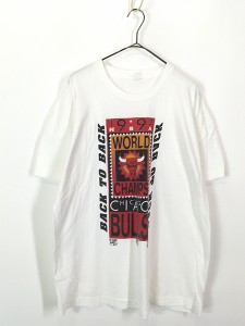 古着 90s NBA Chicago BULLS ブルズ 「WORLD CHAMPS」 Tシャツ XL位 古着