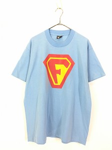 古着 80s USA製 「F」 スパイダーマン ロゴ風 BIG プリント Tシャツ XL 古着