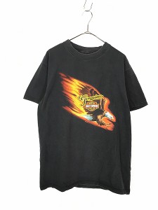 古着 00s USA製 HARLEY DAVIDSON ファイヤー イーグル Tシャツ L 古着