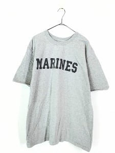 古着 90s USA製 「MARINES」 ミリタリー 霜降り Tシャツ XL 古着