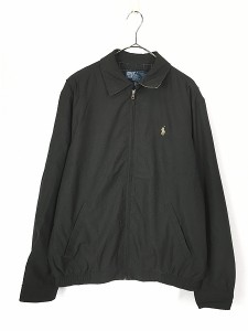 古着 Polo Ralph Lauren 異素材 フェイク スエード スウィング トップ ジャケット 黒 M 古着