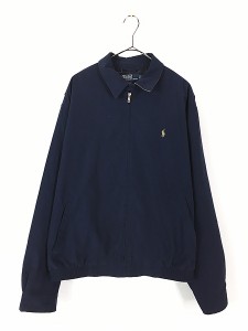 古着 Polo Ralph Lauren 異素材 フェイク スエード スウィング トップ ジャケット 紺 L 古着?A