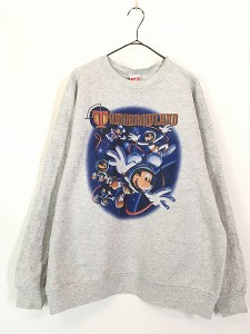 古着 90s USA製 Disney 「TOMORROW LAND」 ミッキー 宇宙 アトラクション スウェット トレーナー XL 古着