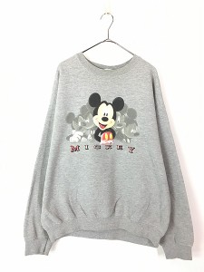 古着 90s USA製 Disney ミッキー 5つの顔 プリント スウェット トレーナー XL 古着