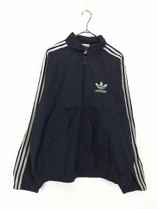 古着 90s adidas BIG トレフォイル バック プリント 3ライン 2way ナイロン ジャケット M位 古着