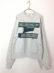 古着 90s USA製 NFL Philadelphia Eagles イーグルス  リバース タイプ スウェット トレーナー L 古着