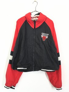 古着 90s NBA Chicago BULLS ブルズ 裏地 天竺 ナイロン ジャケット L 古着