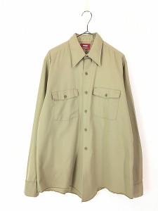 古着 70s USA製 Dickies オールド コットン ツイル ワーク シャツ 16L 古着