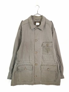 古着 80s Eddie Bauer 黒タグ 高密度 コットン サファリ ジャケット XL 古着