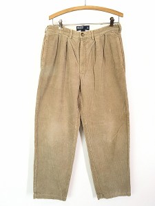 古着 Polo Ralph Lauren 「ANDREW PANTS」 太畝 コーデュロイ タック パンツ テーパード ベージュ W32 L31 古着