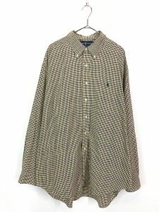 古着 90s Ralph Lauren 「BLAKE」 ブラウン チェック BD シャツ XL 古着