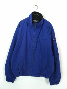 古着 90s Polo Ralph Lauren 「POLO SPORT」 パッチ 裏地 フリース ナイロン ジャケット ブルゾン 青 L 古着