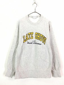 古着 90s USA製 Lee Cross Grain 「LATE SHOW」 リバース タイプ ヘビー スウェット トレーナー L