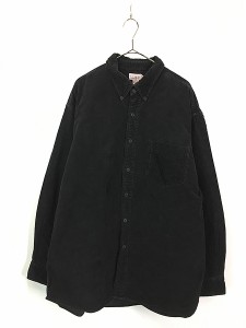 古着 80s J Crew 無地 ソリッド コーデュロイ BD シャツ 黒 XL