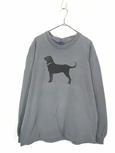 古着 90s USA製 Black Dog 天使 エンジェル ワンちゃん モックネック 長袖 Tシャツ ロンT L 古着