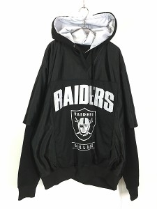 古着 NFL Oakland Raiders レイダース レイヤード スウェット パーカー XXL 古着