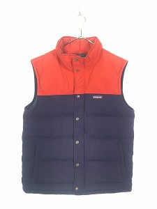 古着 14s Patagonia 「Bivy Down Vest」 赤×紺 バイカラー ビビー グース ダウン ベスト M 古着